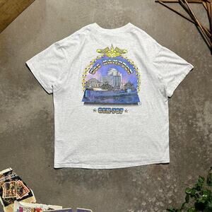 Vintage 90s Single Stitch USS Hampton Navy Graphic Tee Mens XL Grey Shirt